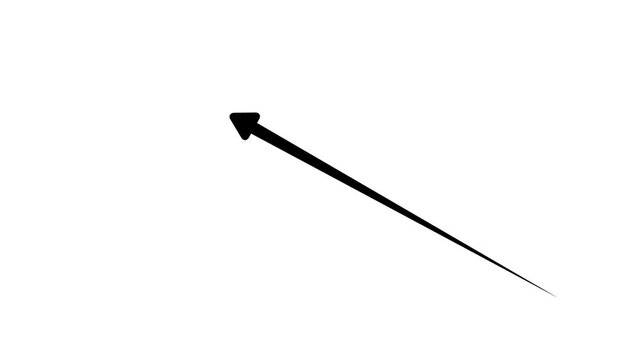 White chalk arrow isolated on black background