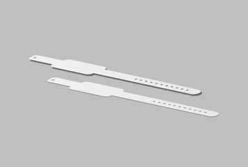 Blank medical ID wristband or bracelet mockup isolated on  background. Realistic for clinic or hospital patient identification, healthcare branding, event access control, safety or security branding