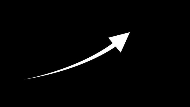 White chalk arrow isolated on black background