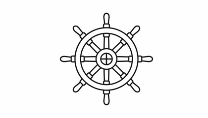 Obraz premium Nautical Ship Wheel Icon, Maritime Steering Wheel, Marine Navigation Symbol, Vector Illustration
