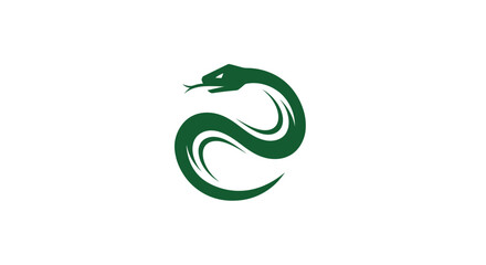 Fototapeta premium Green Snake Logo Silhouette on White Background