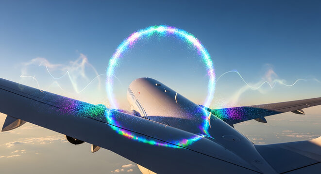 the plane is flying in the sky