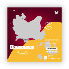 Banana Fruit Social Media Post Design  Template




