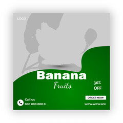 Banana Fruit Social Media Post Design  Template



