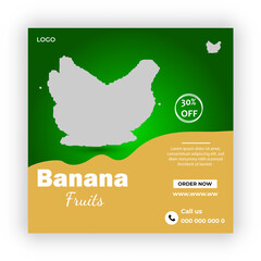 Banana Fruit Social Media Post Design  Template




