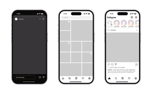 Instagram Post Reels Story mockup template frame with iPhone 17 pro Max mock up design. instagram mockup social media template. instagram Story template. instagram Post template