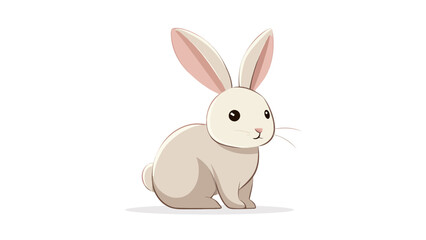 Obraz premium A charming 2D cartoon illustration of a cute, light-colored rabbit with long ears, presented in a minimalist style