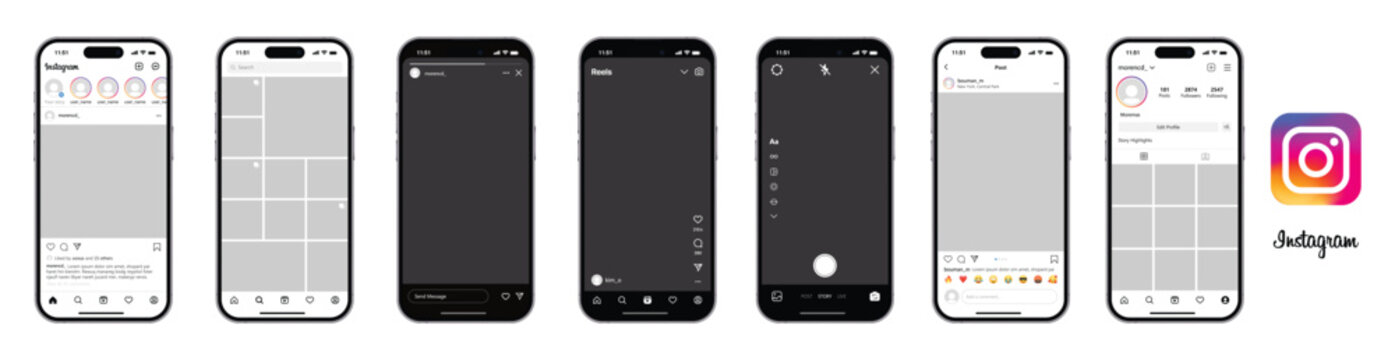 Instagram Post Reels Story mockup template frame with iPhone 17 pro Max mock up design. instagram mockup social media template. instagram Story template. instagram Post template