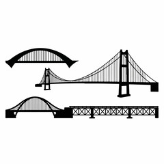 vector illustration set of bridge silhouettes