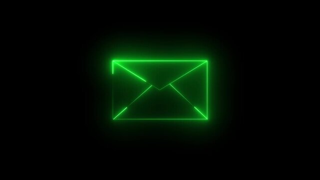 Glowing neon message box icon animation video notice receive massage animated symbol. Message mail box, Pulsing Neon Message Box Animation. massage icon animation Inbox Icon on black 