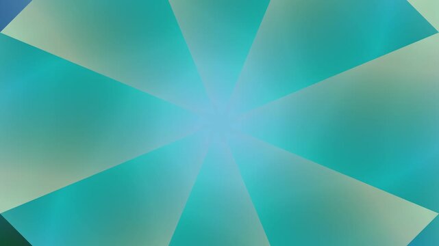 A vibrant turquoise abstract geometric pattern radiates from the center, creating a dynamic visual effect from a direct viewpoint