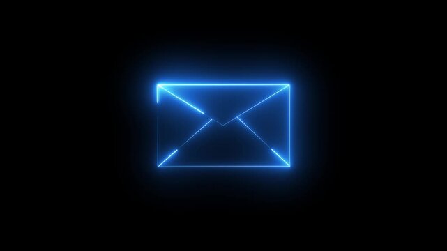 Glowing neon message box icon animation video notice receive massage animated symbol. Message mail box, Pulsing Neon Message Animation .massage  Glowing Mail Inbox Icon 