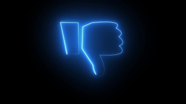 Glowing neon social media dislike button symbol. Like Thumbs Up Icon animation  like icon animation background. glowing like icon colors in 4k resolution. ...