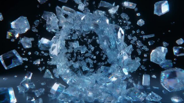 Close-up of Intricate Clear Blue Ice Sculpture with Frosty Texture