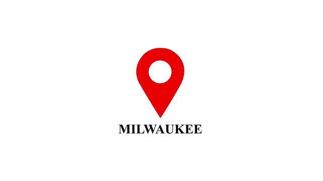 Location of the city of Milwaukee  ,the name of the place with the location has been displayed. GPS location tracking icon. Location pin icon search location idea for travel and gps navigation.