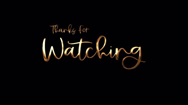 Gold Handwriting Thank You for Watching Intro with Alpha Channel &ndash; Elegant Calligraphy Animation