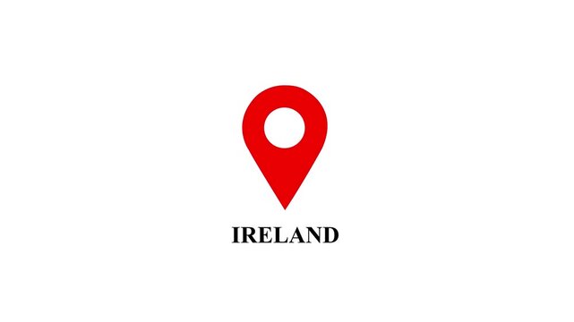 Location of the city of Ireland ,the name of the place with the location has been displayed. GPS location tracking icon. Location pin icon search location idea for travel and gaps navigation.