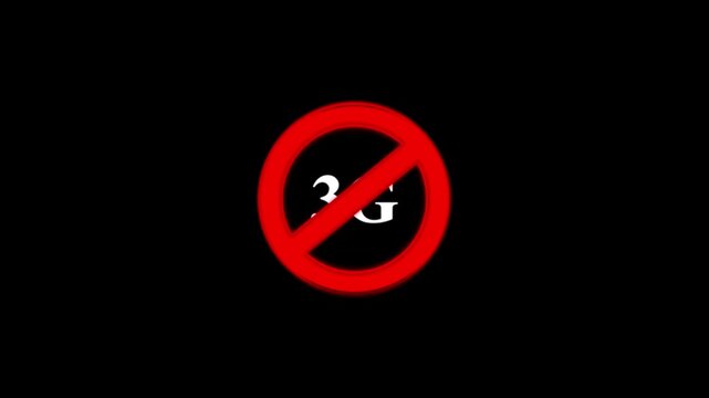 3G prohibition mark animation with red warning symbol, cigarette ban sign no smoking sign. do not enter sign Red prohibition sign with text 