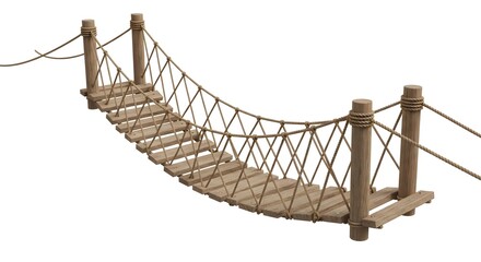 3D Render of a Wooden Rope Suspension Bridge