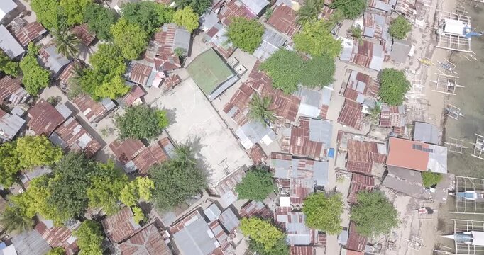 Drone View of Gilutungan Island and Diving Boats in Cebu