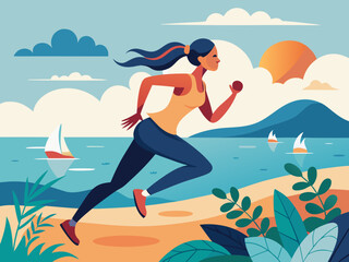 woman run on the beach