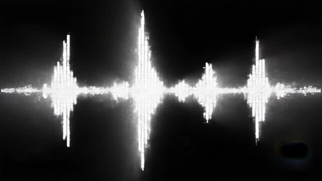 White sound wave graph on black background