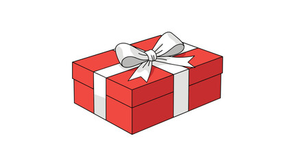 Fototapeta premium red gift box with a white ribbon and bow isolated on a plain white background for holiday and celebration concepts.