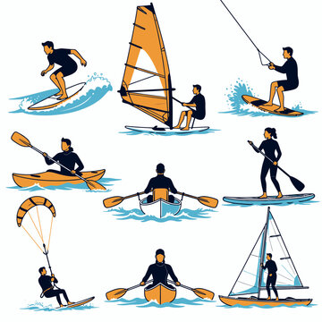 Watersports Activities Set vector