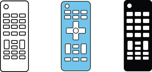 Remote control device icon set television media controller buttons flat vector illustration minimal technology equipment isolated design collection © Shamim