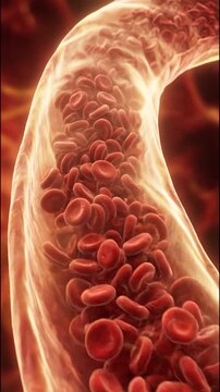 Blood flow veins artery cross section illustration shows red cell movement through vessel wall structure microscope medical anatomy concept for circulation health care blood cell blood flow red cell