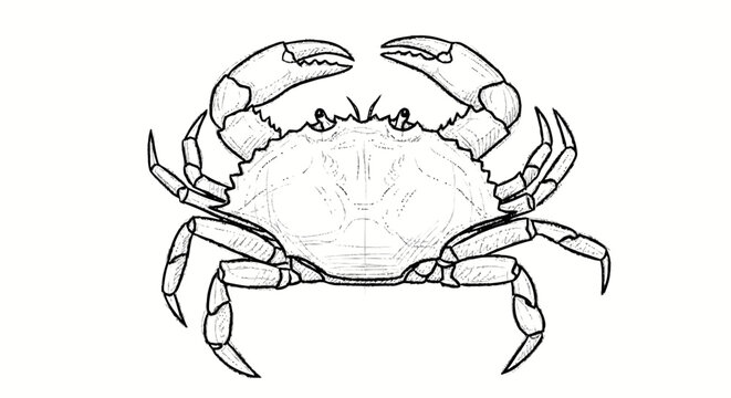 Black and White Illustration of Crab.