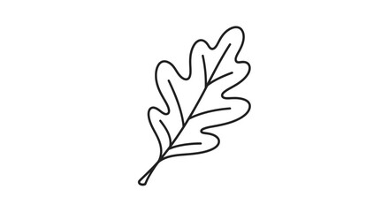 Simple Oak Leaf Outline Icon, Minimalist Autumn Fall Foliage Vector Graphic
