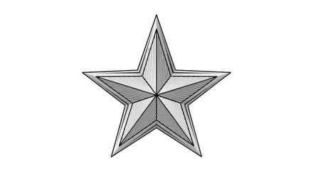 Obraz premium Silver Star Emblem, Geometric Shape, Award Symbol, Achievement Icon, Isolated on White Background