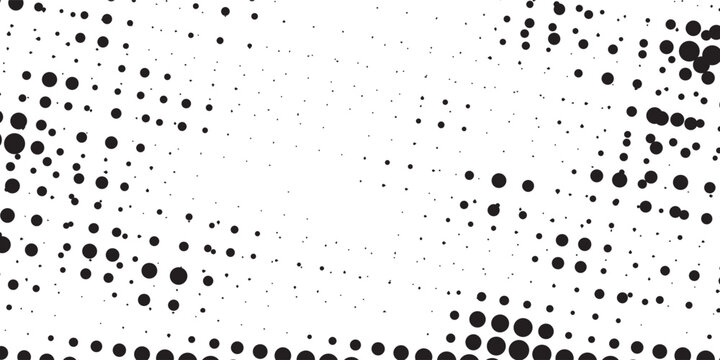 HAn abstract black and white pattern featuring dynamic, scattered lines and splatters on a white background, evoking a sense of movement and energy.alftone Abstract Background Dots Web Banner.