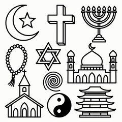 Fototapeta premium Religious Symbols of World Faiths vector