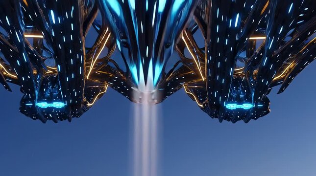 Mysterious UFO or alien spaceship hovering in the night sky with cinematic lighting and futuristic atmosphere, perfect for sci-fi, extraterrestrial, and space-themed visual content