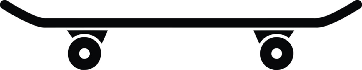 Black silhouette of a skateboard with wheels white © saju