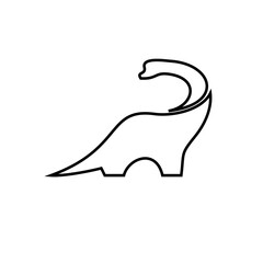 Simple Minimalist Line Art Brontosaurus Dinosaur Logo Icon © Alpha Vector