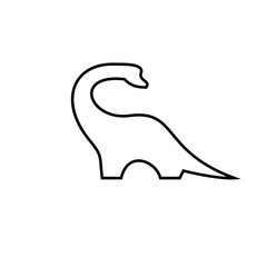 Minimalist Brontosaurus Dinosaur Line Art Outline Icon © Alpha Vector