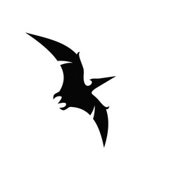 Pterodactyl Flying Silhouette Icon Design on White Background © Alpha Vector