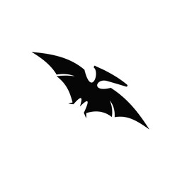Black Pterodactyl Silhouette Flying Creature Vector Illustration © Alpha Vector
