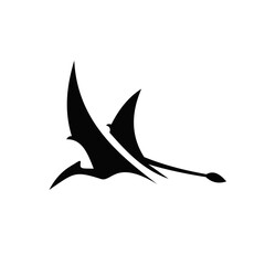 Dynamic Flying Pterodactyl Silhouette Logo Icon - Prehistoric Dinosaur Reptile Vector © Alpha Vector