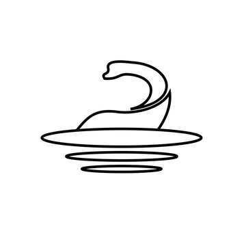 Minimalist Line Art Icon of the Loch Ness Monster Emerging from Water