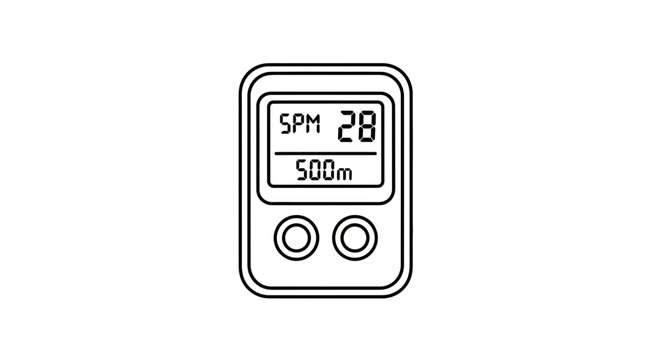 Rowing Machine Performance Monitor Displaying SPM and Distance