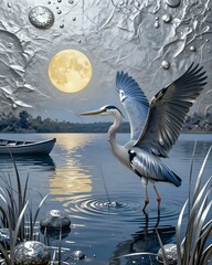 Fototapeta premium Heron in flight I Wall Decor 