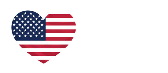 Obraz premium Heart shape with USA flag pattern. American patriotic love symbol. Vector illustration