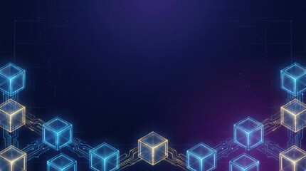 Obraz premium multi factor authentication fintech concept. Digital blockchain network with interconnected cubes on dark futuristic background