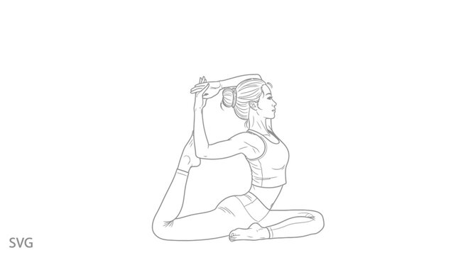Elegant Woman Performing King Pigeon Pose (Eka Pada Rajakapotasana) in Yoga