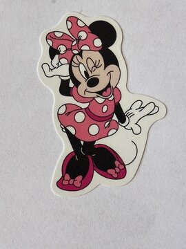Minnie Mouse Licensed Cartoon Stickers Featuring Classic Disney Character Design. February 2026, Alberta Canada. For editorial use only.