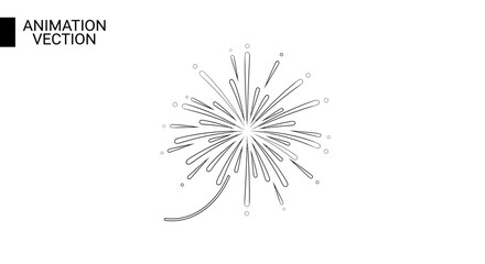 Obraz premium Animated Firework Explosion Burst Line Art Vector